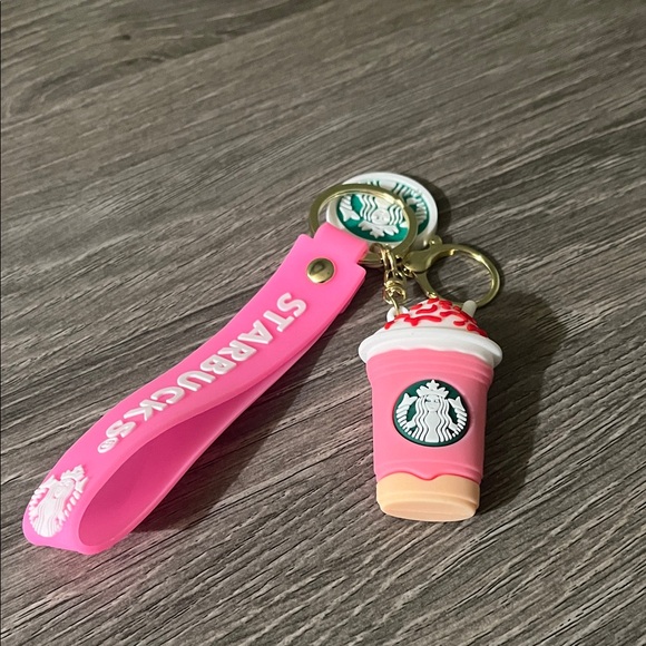 Starbucks Pink and White Keychain with Cup Charm - Picture 2 of 2